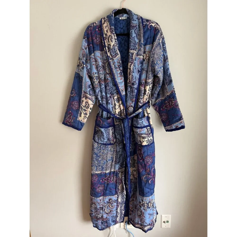 NEW Free People Intimately In Your Dream Robe Blue Paisley Size S $299 [jb] - Picture 4 of 9